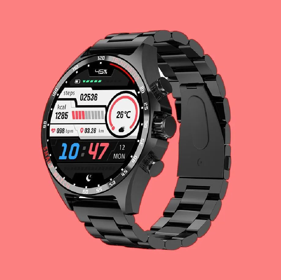 New smart watch with TFT screen and health monitoring features in black, silver, gold colours