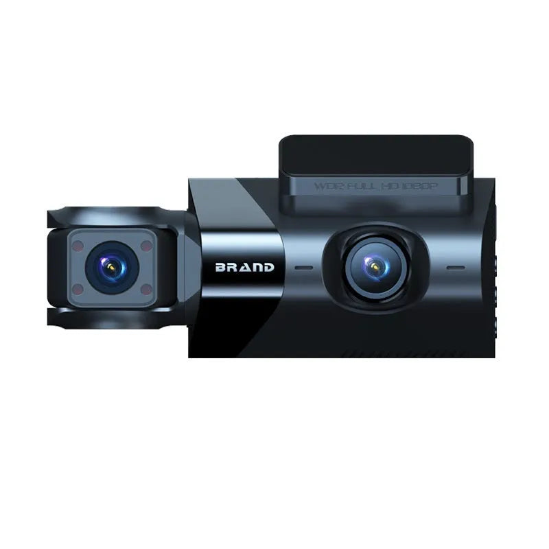 Black dashboard camera with 5-inch screen for vehicle recording and GPS navigation