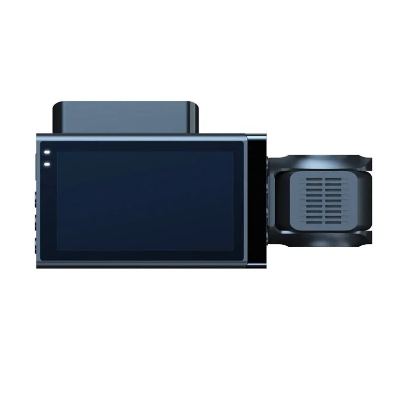 Black dashboard camera with 5-inch screen for vehicle recording and GPS navigation