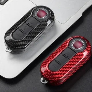 Automobile carbon fiber key shell replacement cover in three colour options black red and silver black
