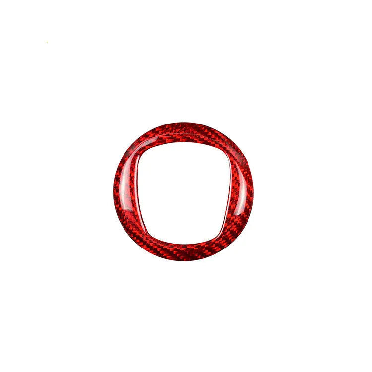Real dry carbon fibre car steering wheel decorative frame sticker in black and red colour options