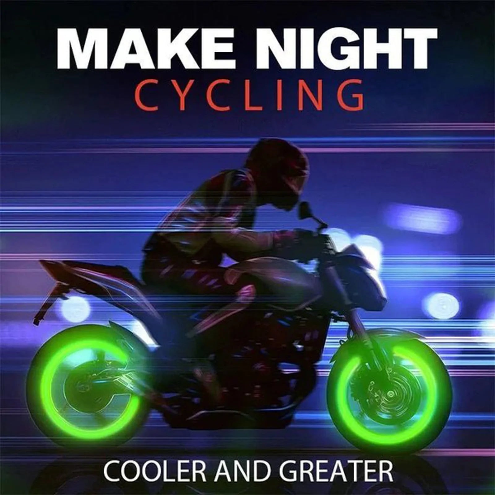 Luminous rubber split tyre valve caps in light green, blue, red, yellow, and pink colours.
