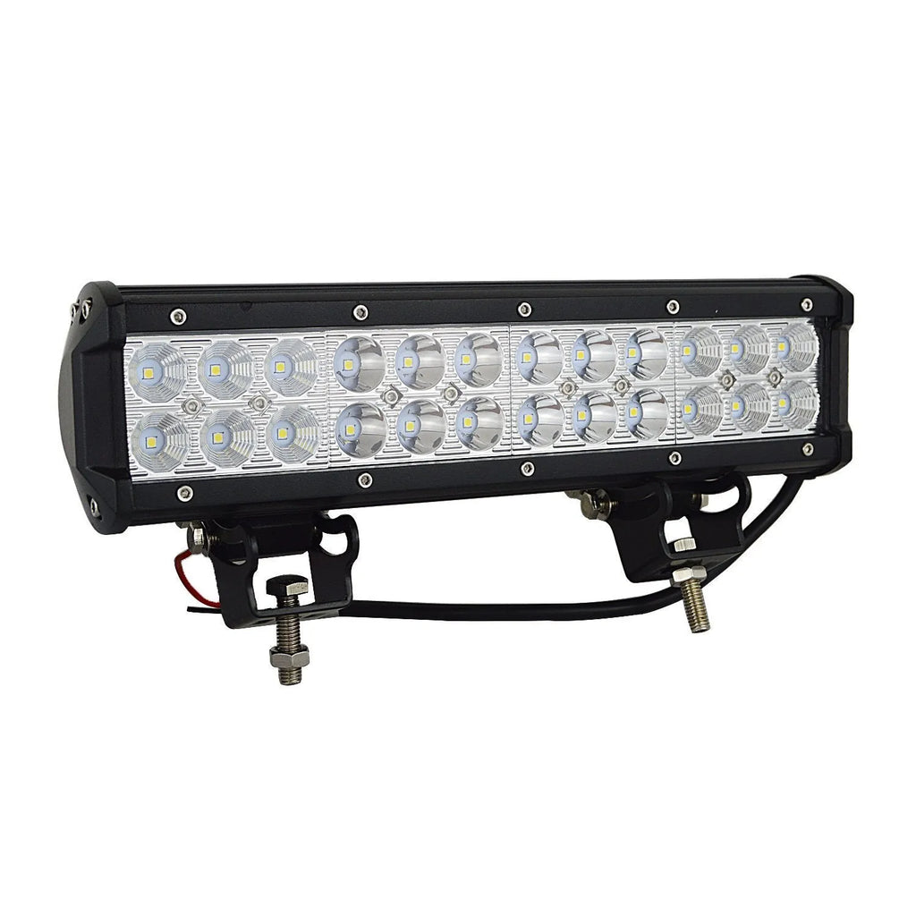 72W double row LED roof light in black aluminium housing, off-road vehicle grille light with 24 LEDs