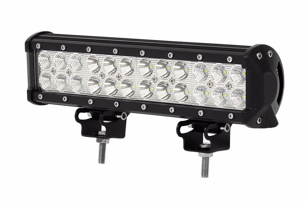 72W double row LED roof light in black aluminium housing, off-road vehicle grille light with 24 LEDs