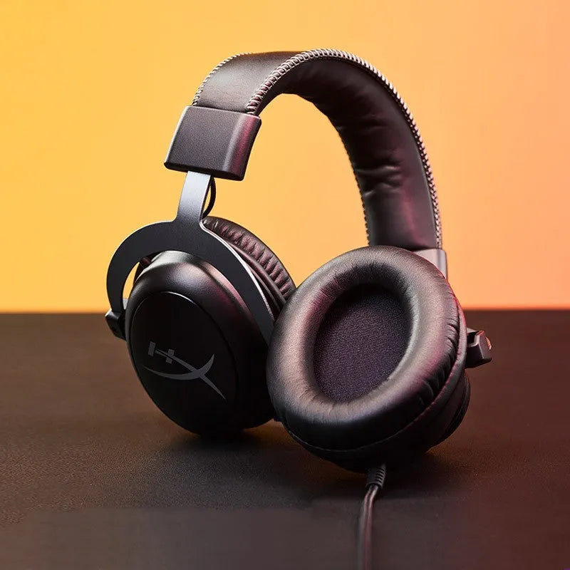 Head-mounted wired e-sports gaming headphone in Hurricane 2 black red with 53mm speaker driver and detachable microphone