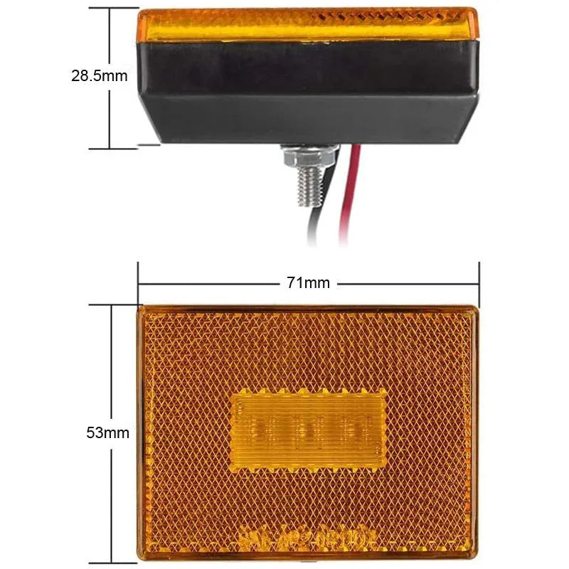 Red and yellow LED trailer side clearance light with 19cm wire