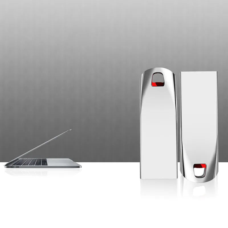 Metal USB flash drive with large capacity storage options including 2TB, USB 2.0 interface