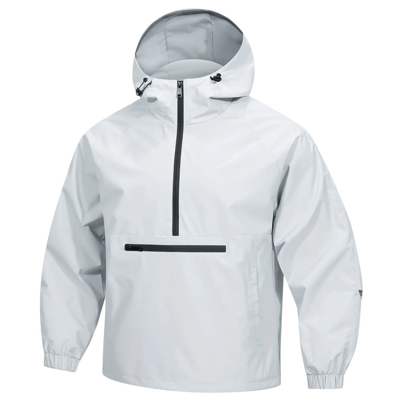 Men's Korean-style loose half-zip hooded corduroy sweater jacket in solid colour
