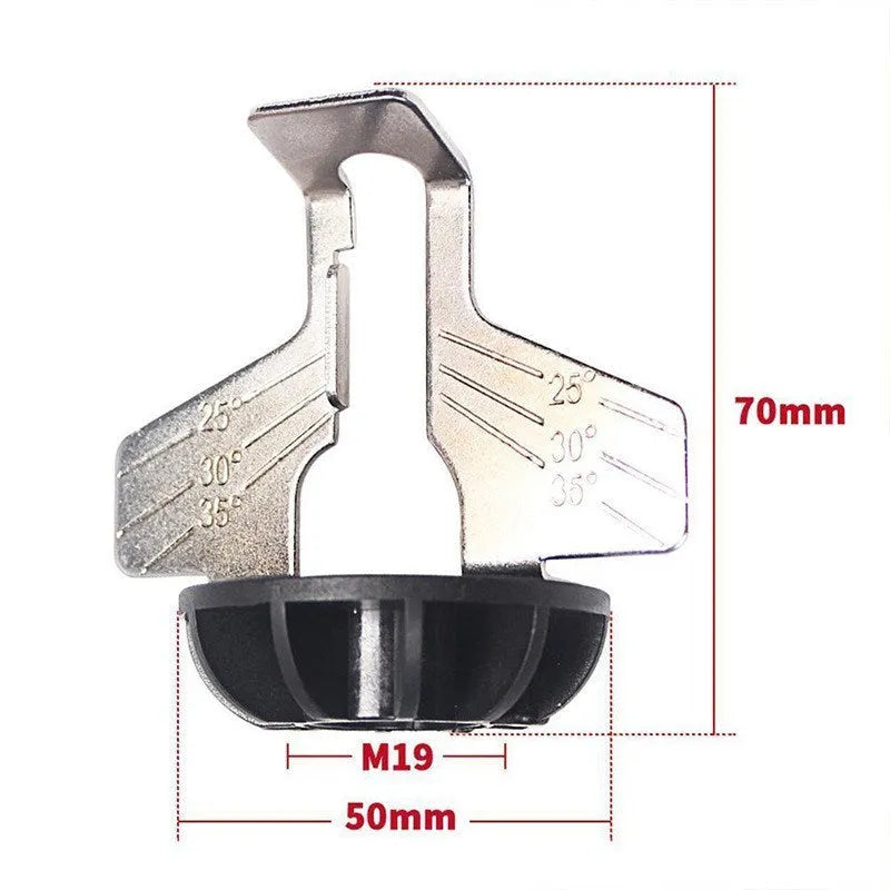 Silver metal band saw blade grinding accessory for mini electric grinder showing 100 teeth