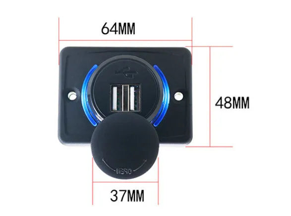 Black 12V 24V USB charger A74 3.1A for car and RV modification