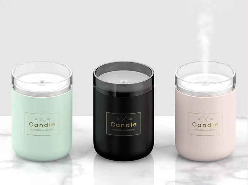 Mini USB humidifier diffuser with 260ml tank, night light, in fresh green colour