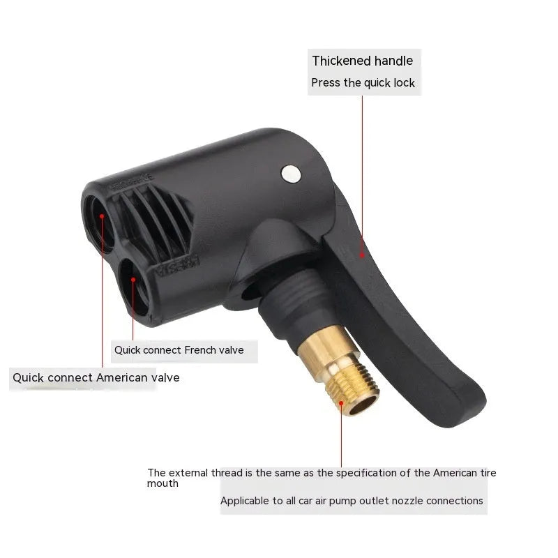 Vehicle air conversion inflatable chuck two-in-one nozzle with 16cm hose and two connectors