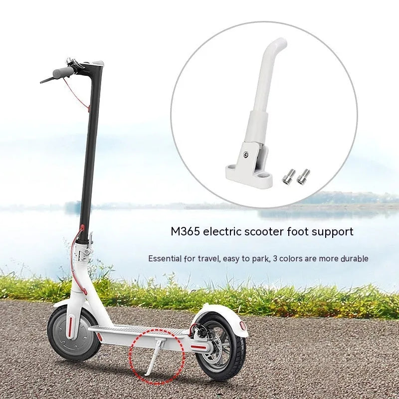 Aluminium alloy electric scooter foot brace in black, white, and gray with hex wrench and screws