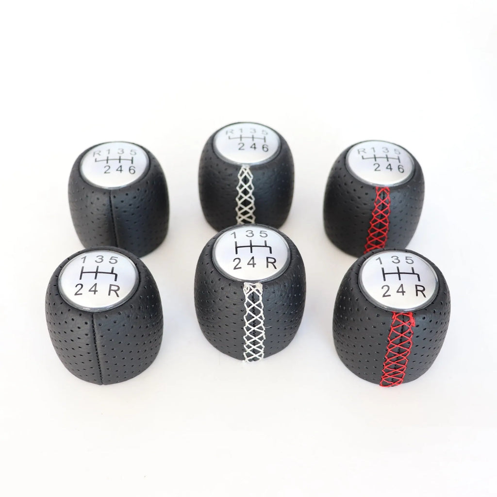 Sewn wrapped perforated style shift handball gear for Alpha vehicle PU material black line