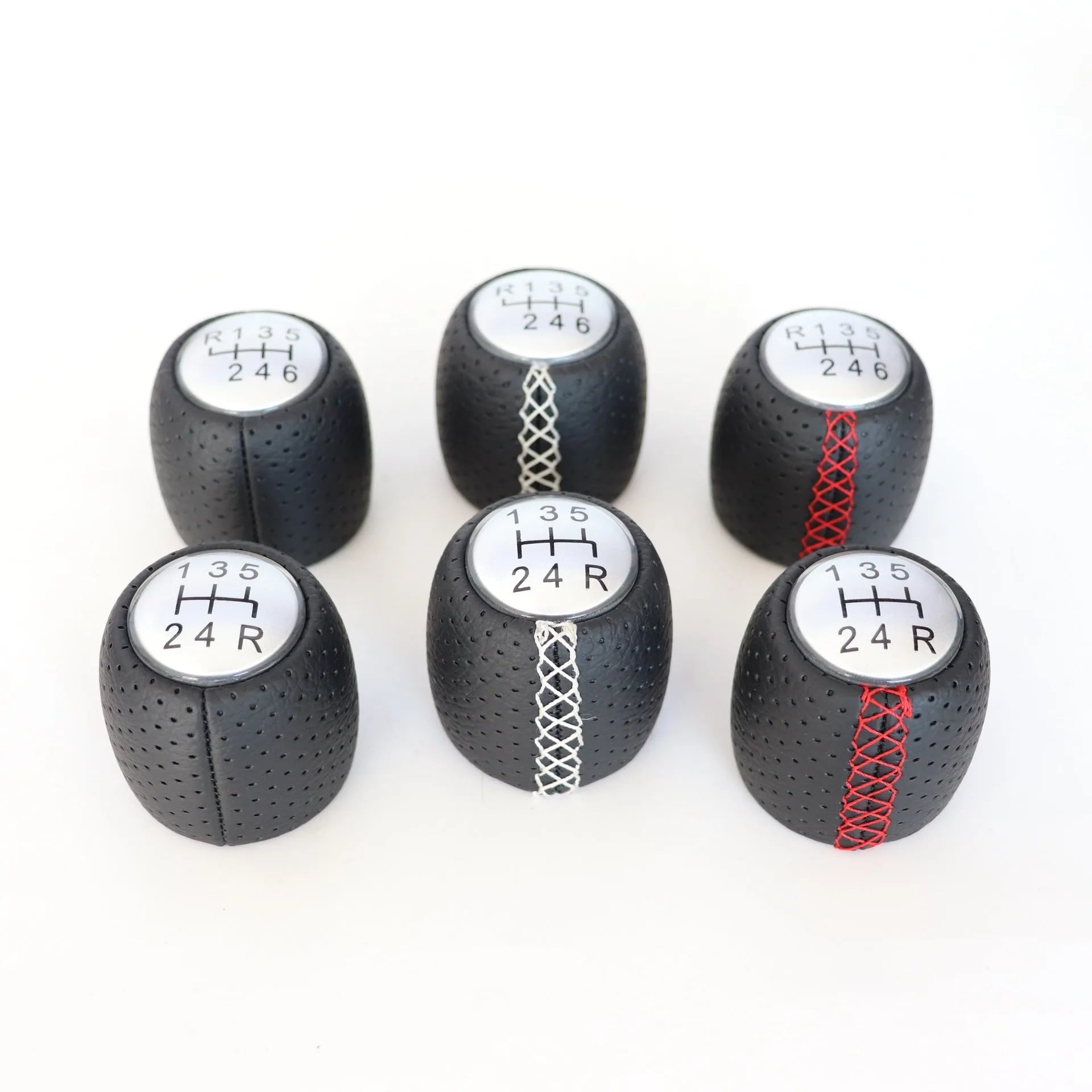 Sewn wrapped perforated style shift handball gear for Alpha vehicle PU material black line