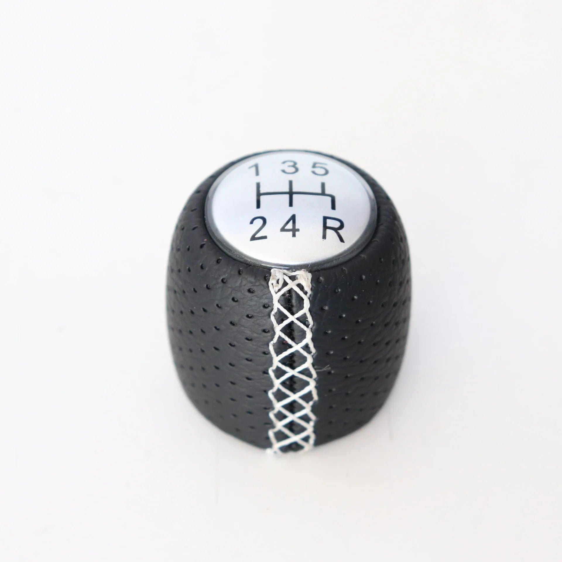 Sewn wrapped perforated style shift handball gear for Alpha vehicle PU material black line
