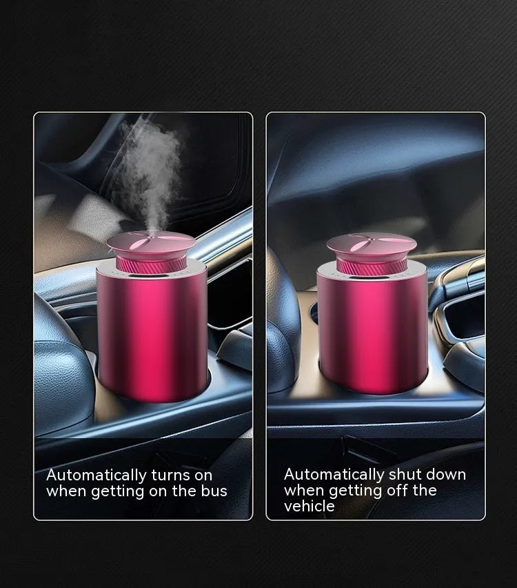 Small rechargeable metal aroma diffuser in column shape with touch button, black colour