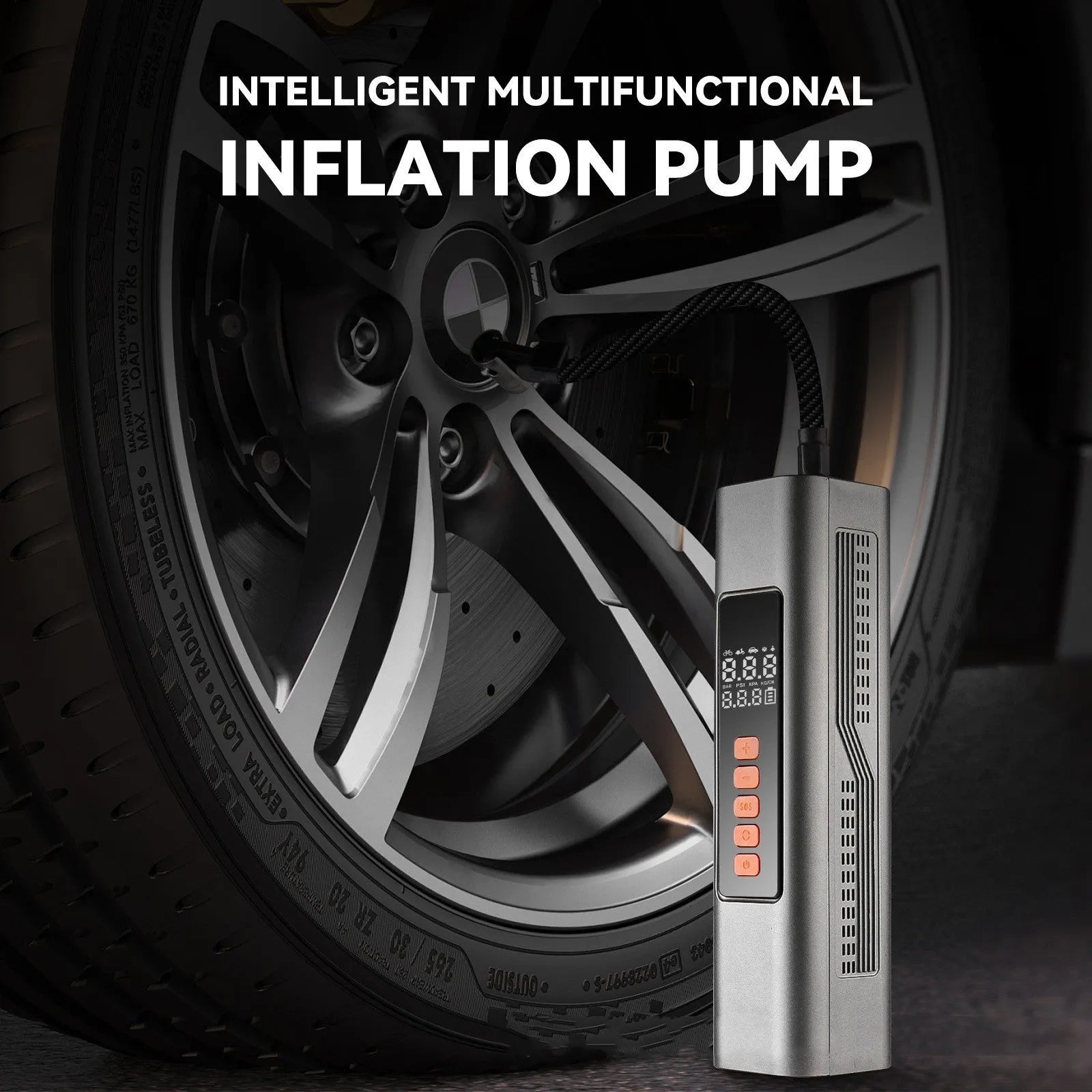 Wireless car aerator electric intelligent number tire inflation pump with Type-C charging