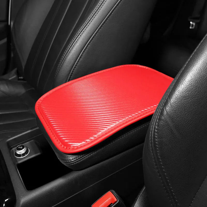Leather car armrest box mat 29x19cm universal fit cushion pad in black colour option