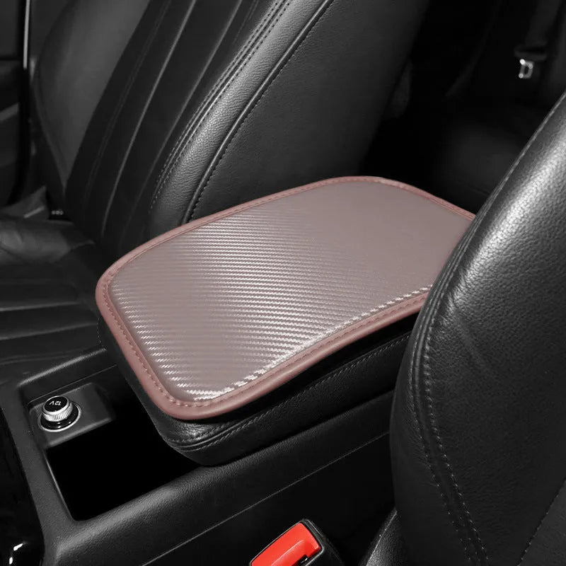 Leather car armrest box mat 29x19cm universal fit cushion pad in black colour option