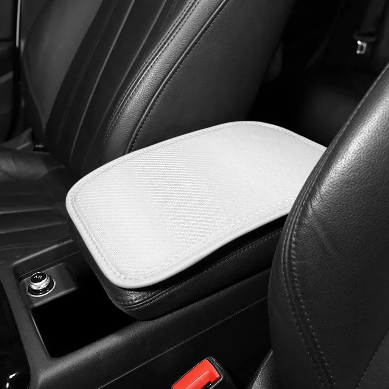 Leather car armrest box mat 29x19cm universal fit cushion pad in black colour option