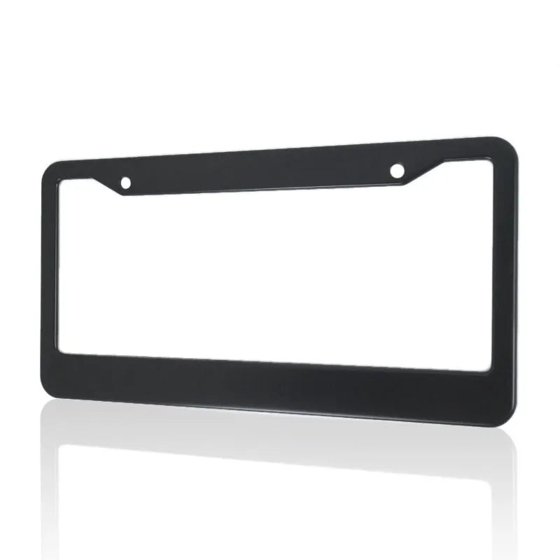 Black aluminium alloy license plate frame with round holes for American standard car plate