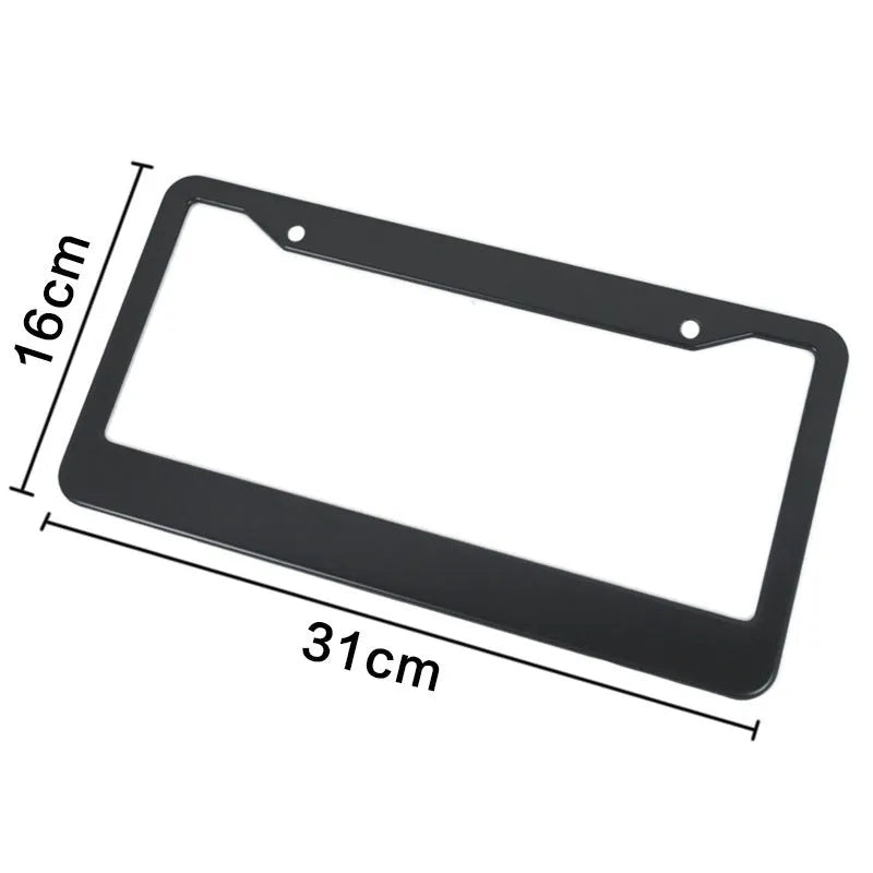 Black aluminium alloy license plate frame with round holes for American standard car plate
