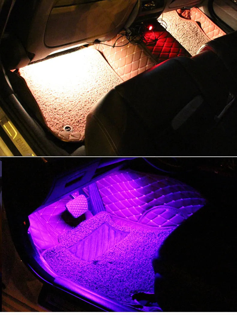 Car modification LED eight-color foot voice control rhythm atmosphere light with 36 lights USB head APP