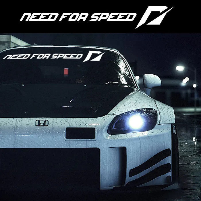 Need For Speed car sticker in reflective silver 90cm length on windshield