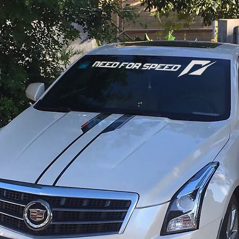Need For Speed car sticker in reflective silver 90cm length on windshield
