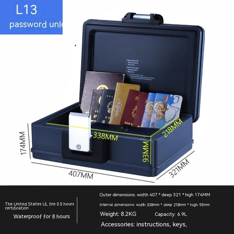 L12 Mechanical 6500G portable steel safe box with combination lock dial.