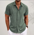 Men's cotton blend lapels cardigan in light gray, loose fit, long sleeves, front view