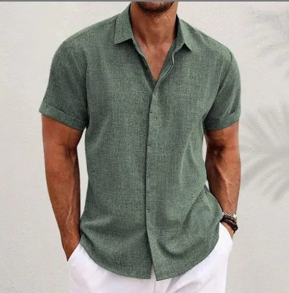 Men's cotton blend lapels cardigan in light gray, loose fit, long sleeves, front view