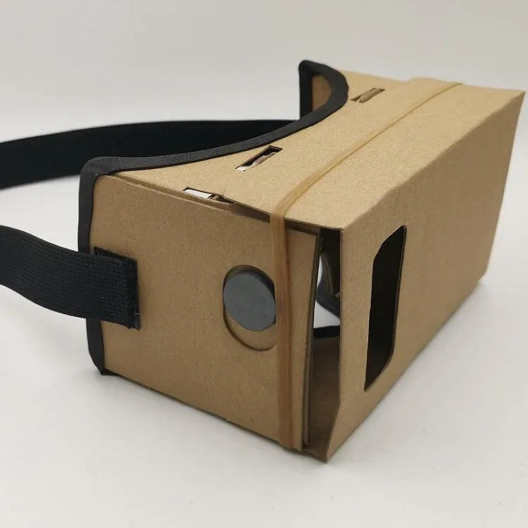Pink and white VR cardboard glasses for 6-inch phones with adjustable head strap.