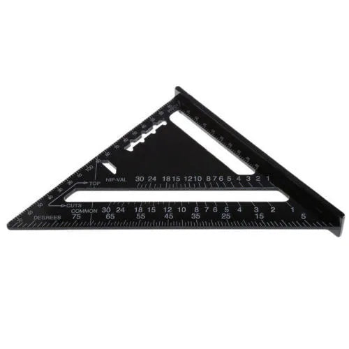 Black oxidation aluminium triangle ruler square with 90 and 45 degree edges, 12 inch model