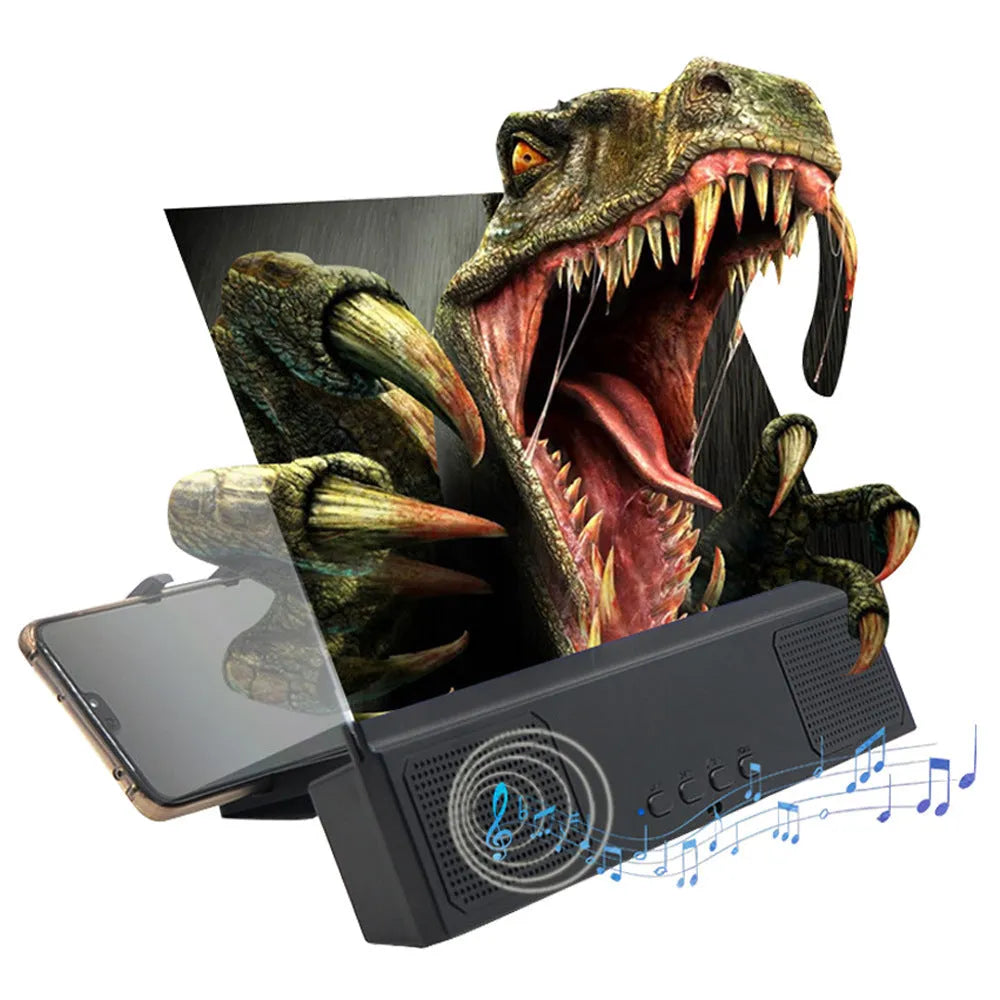 12-inch mobile phone screen amplifier with acrylic lens and ABS housing showing smartphone display enlargement