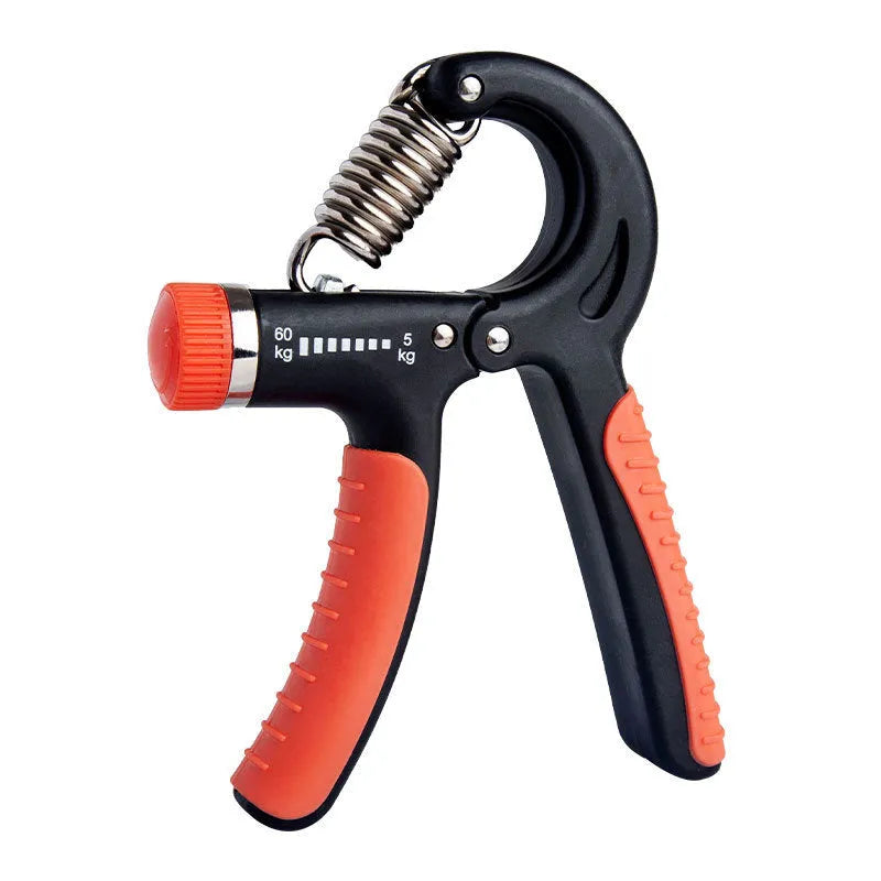 Adjustable counting gripper hand strengthener with PP body and TPR handles, black and red colour, 5-60kg resistance