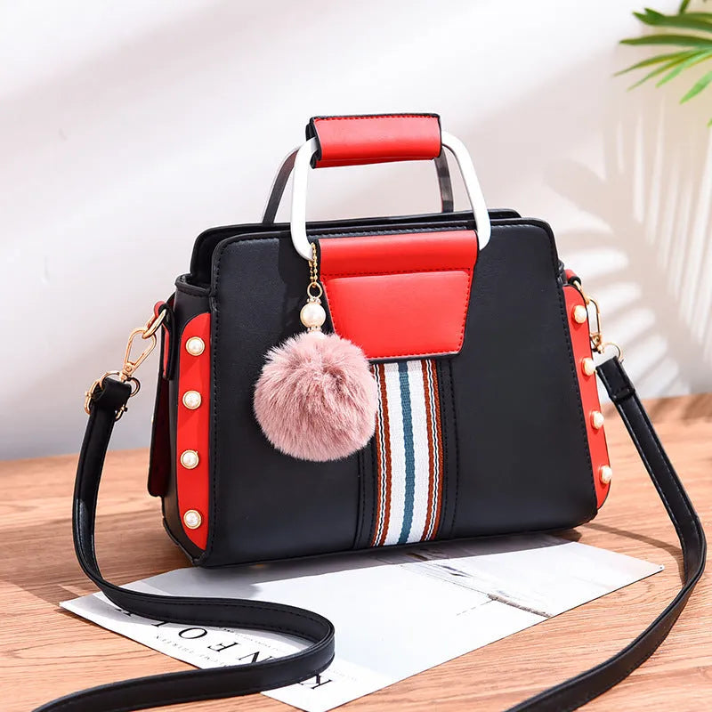 Women's soft PU leather shoulder bag with bead detail, flap shape, zip top, interior pocket, 24x12x18cm, mint colour