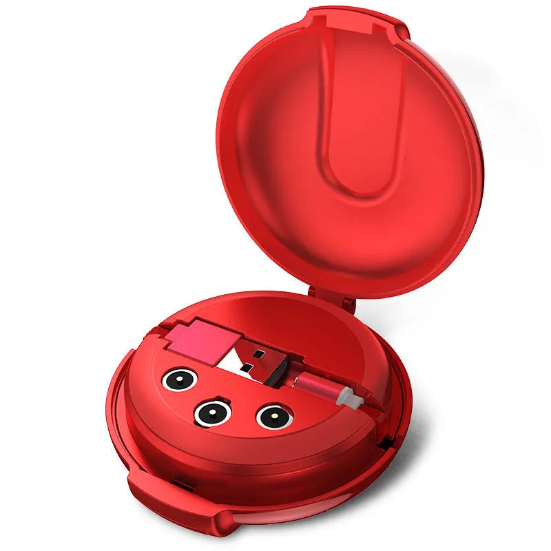 3-in-1 magnetic retractable style charger with three plugs and 1m cable for universal phone charging