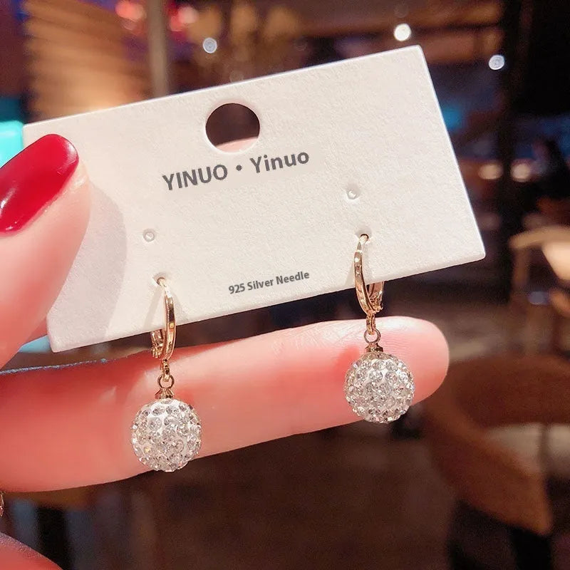 Women's copper zircon earrings with electroplated finish in geometry shapes featuring rose design elements