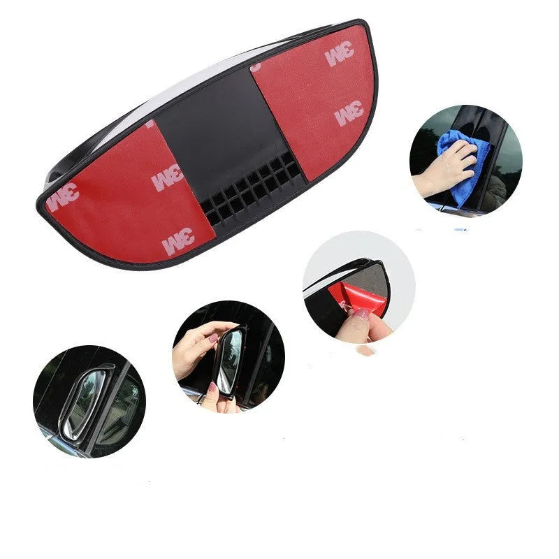 Black and white universal wide-angle car rearview mirror with two-row design.