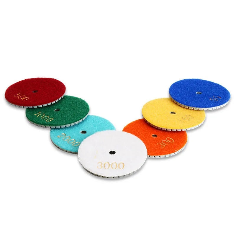 Set of 10 emery stone polishing pads 80mm diameter with 10mm centre hole for granite marble concrete restoration