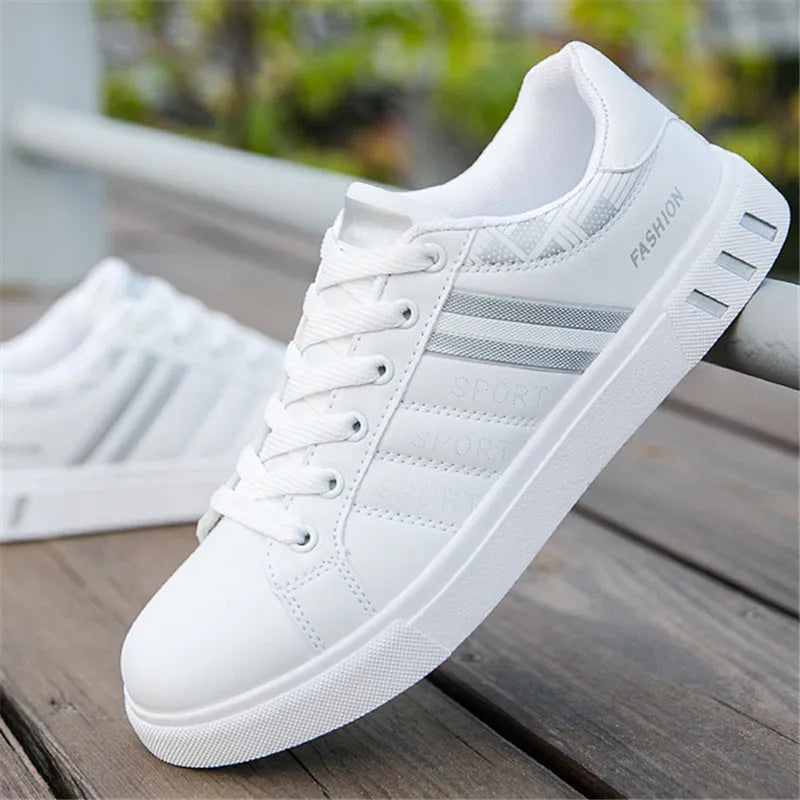 Men's sports shoes in black, grey and white colours showing size options from 39 to 44
