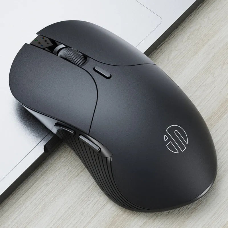 Wireless voice mouse in black with six buttons and compact 123mm body