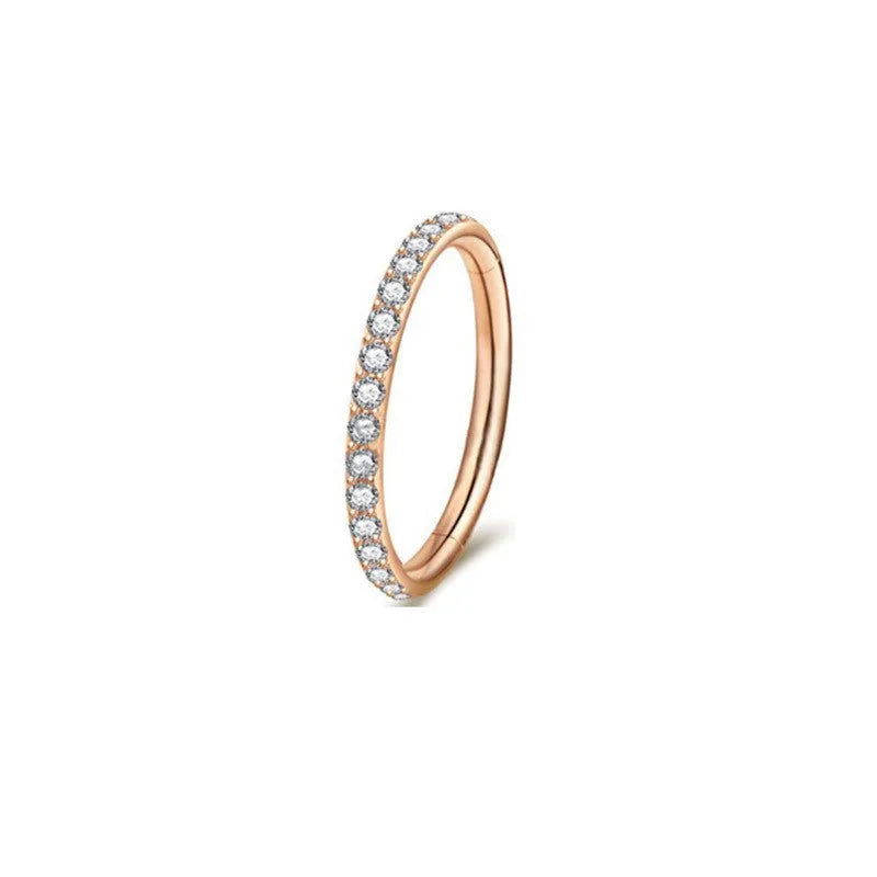 Stainless steel seamless nose ring showing round shape in one of eight colour finishes.