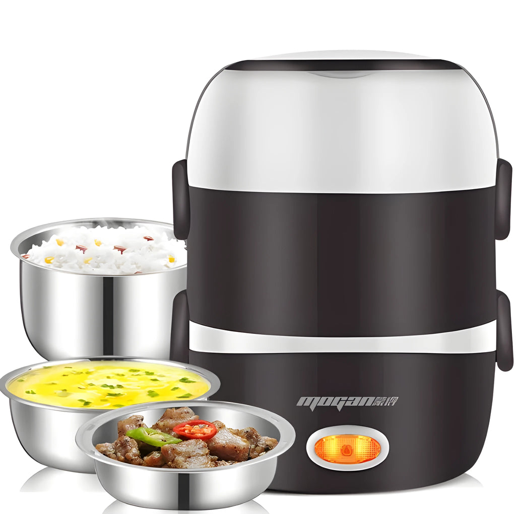 2-litre electric rice cooker with steamer layers, 200W, lightweight 1.3kg