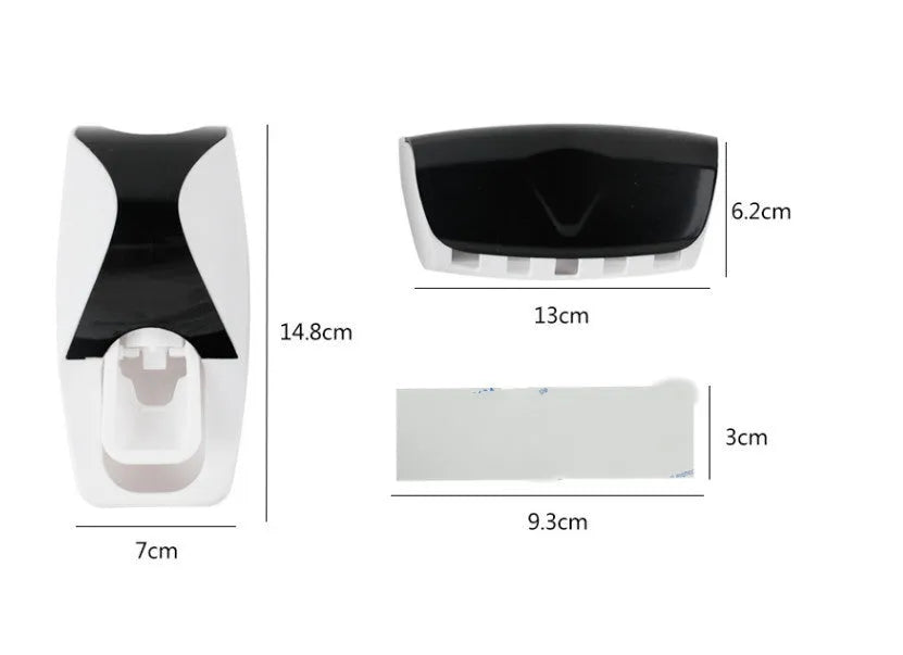 White and wine red plastic silicone toothbrush holder set with suction mount on a bathroom tile wall