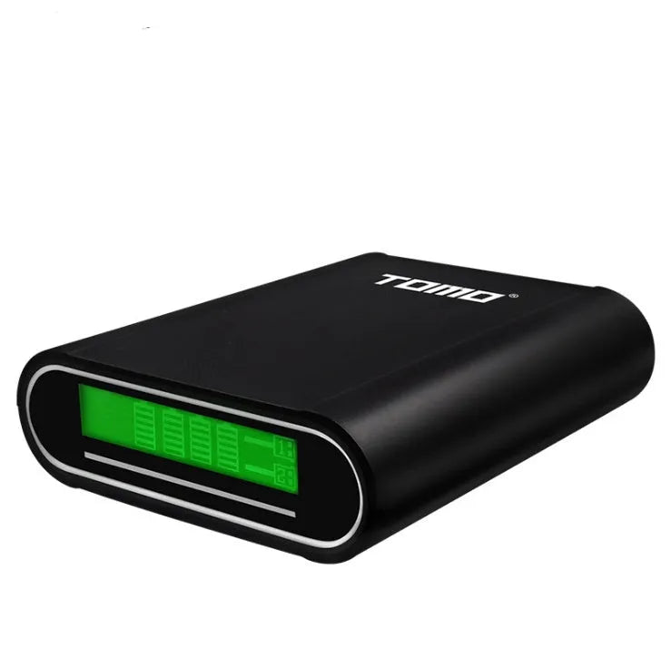 DIY power bank box case for 4x18650 batteries with LCD display, dual inputs, and dual outputs in black