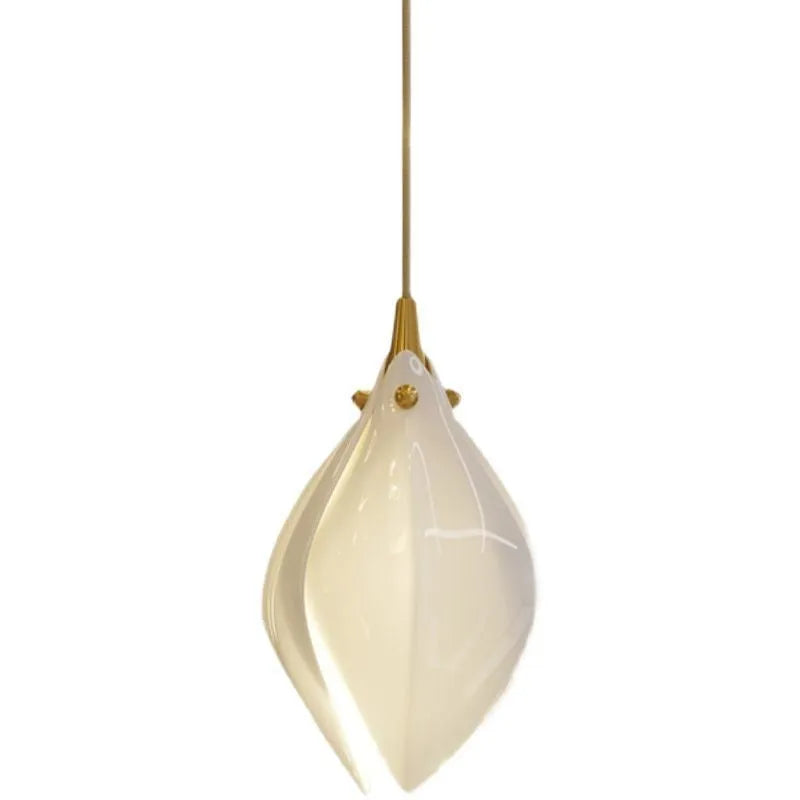 Ceramic magnolia petal single-head pendant light with tri-colour dimming on ceiling