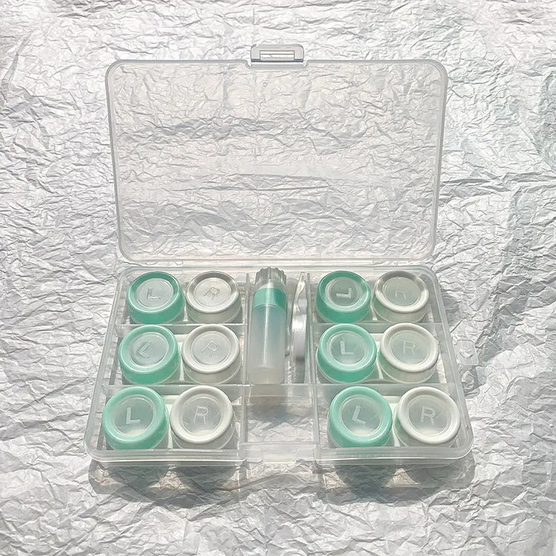Portable rectangular contact lens case with high frequency vibration cleaner for women, available in multiple colours